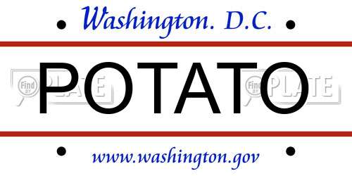 POTATO District Of Columbia License Plate