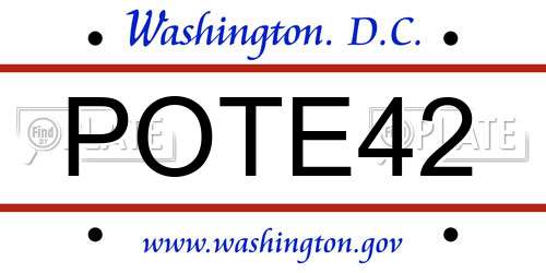 POTE42 District Of Columbia License Plate