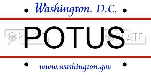 POTUS District Of Columbia License Plate