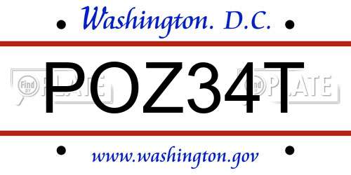 POZ34T District Of Columbia License Plate