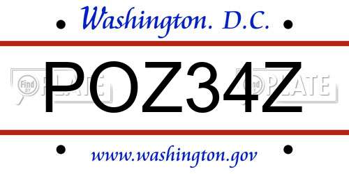 POZ34Z District Of Columbia License Plate