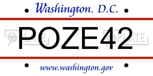 POZE42 District Of Columbia License Plate