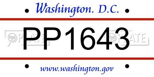PP1643 District Of Columbia License Plate