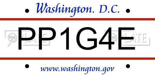 PP1G4E District Of Columbia License Plate