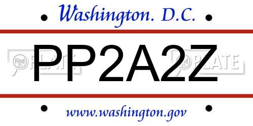 PP2A2Z District Of Columbia License Plate
