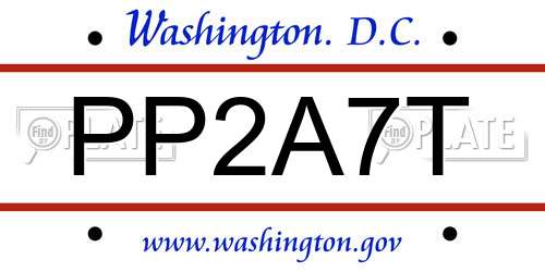 PP2A7T District Of Columbia License Plate
