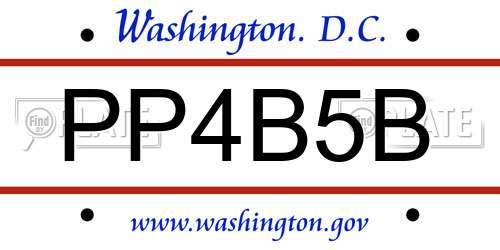 PP4B5B District Of Columbia License Plate