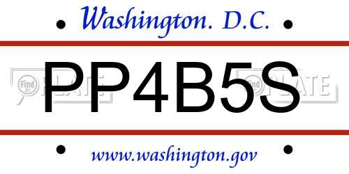 PP4B5S District Of Columbia License Plate