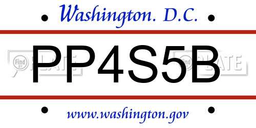 PP4S5B District Of Columbia License Plate