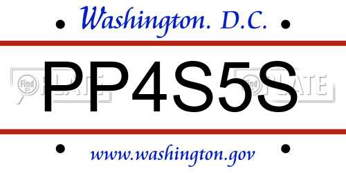 PP4S5S District Of Columbia License Plate