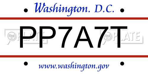 PP7A7T District Of Columbia License Plate