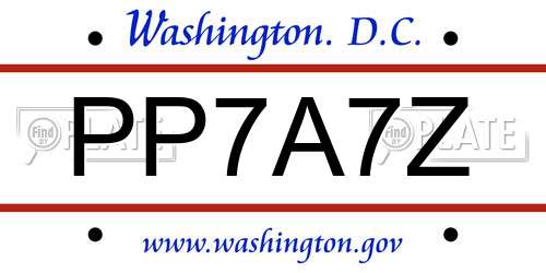 PP7A7Z District Of Columbia License Plate