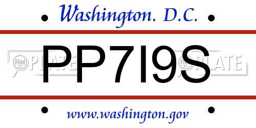 PP7I9S District Of Columbia License Plate