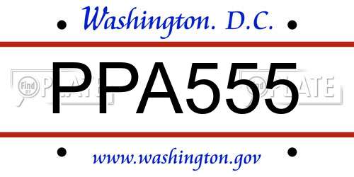 PPA555 District Of Columbia License Plate