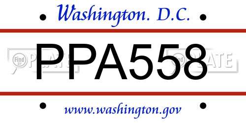 PPA558 District Of Columbia License Plate