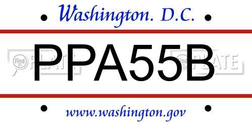 PPA55B District Of Columbia License Plate