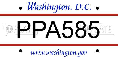 PPA585 District Of Columbia License Plate