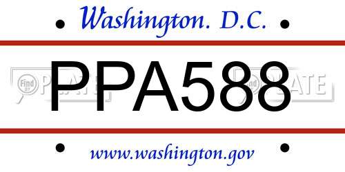 PPA588 District Of Columbia License Plate