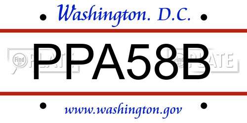 PPA58B District Of Columbia License Plate