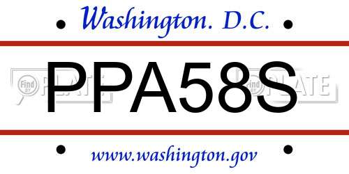 PPA58S District Of Columbia License Plate