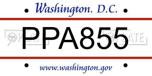 PPA855 District Of Columbia License Plate