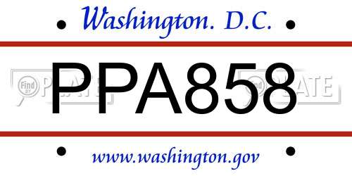 PPA858 District Of Columbia License Plate