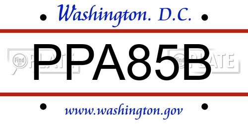 PPA85B District Of Columbia License Plate