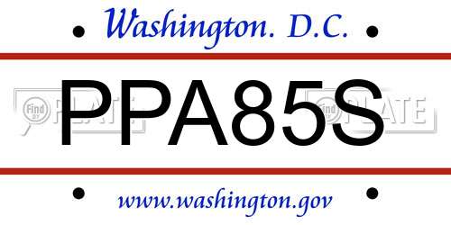 PPA85S District Of Columbia License Plate