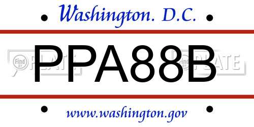 PPA88B District Of Columbia License Plate