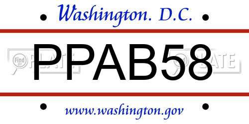 PPAB58 District Of Columbia License Plate