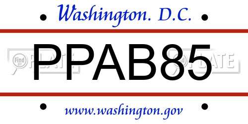 PPAB85 District Of Columbia License Plate
