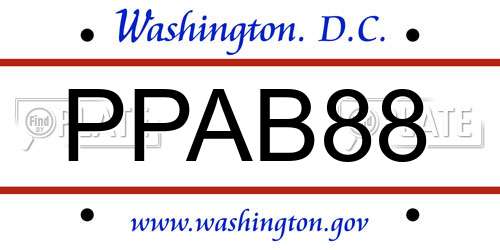 PPAB88 District Of Columbia License Plate