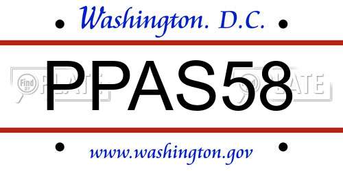 PPAS58 District Of Columbia License Plate