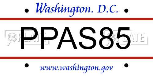 PPAS85 District Of Columbia License Plate
