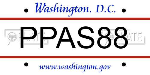 PPAS88 District Of Columbia License Plate