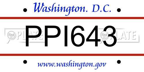 PPI643 District Of Columbia License Plate