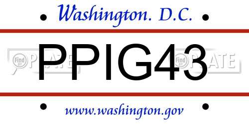 PPIG43 District Of Columbia License Plate