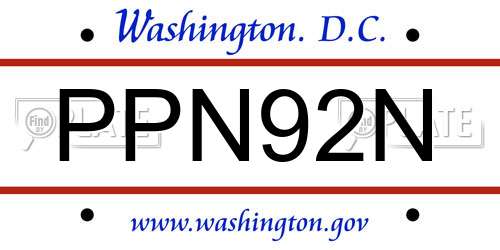 PPN92N District Of Columbia License Plate