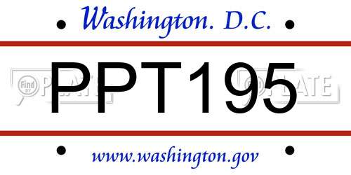 PPT195 District Of Columbia License Plate