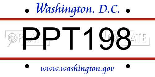 PPT198 District Of Columbia License Plate