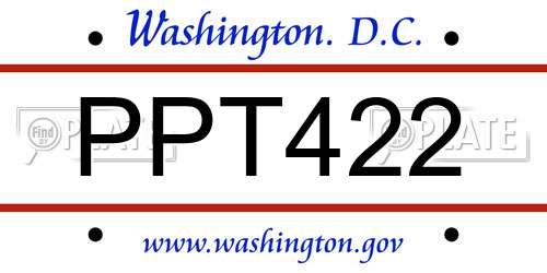 PPT422 District Of Columbia License Plate