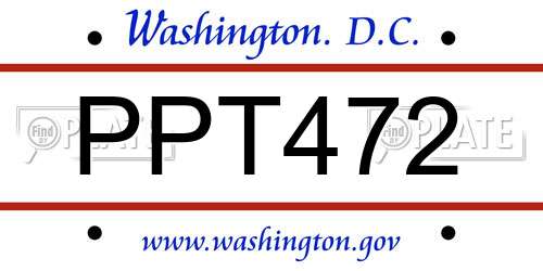 PPT472 District Of Columbia License Plate