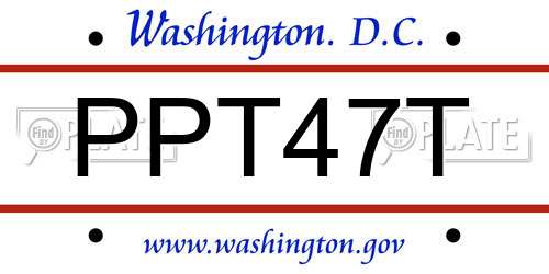 PPT47T District Of Columbia License Plate
