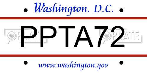 PPTA72 District Of Columbia License Plate