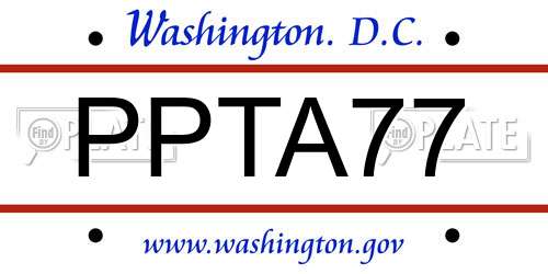PPTA77 District Of Columbia License Plate