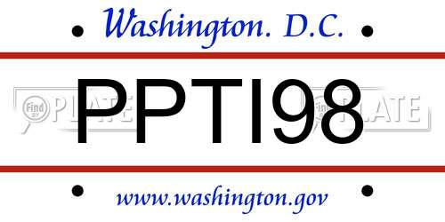 PPTI98 District Of Columbia License Plate