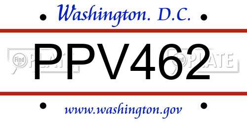 PPV462 District Of Columbia License Plate