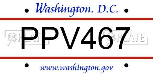 PPV467 District Of Columbia License Plate