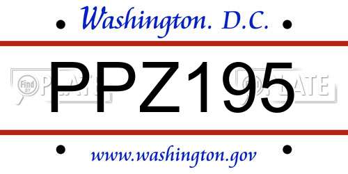 PPZ195 District Of Columbia License Plate