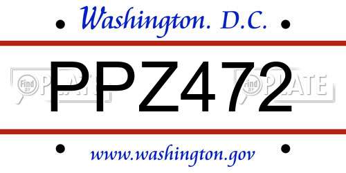 PPZ472 District Of Columbia License Plate